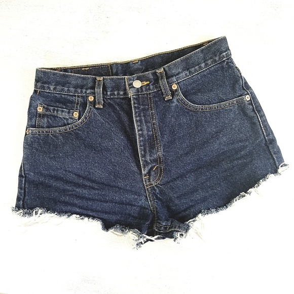 Levi's // 505 Cut Off High-Rise Dark Denim Shorts - Picture 2 of 8
